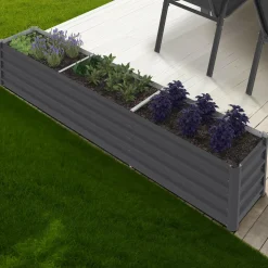 IDMarket Jardinière en métal rectangulaire avec lit surélevé de 240 x 40 x 45 cm* Carrés Potager
