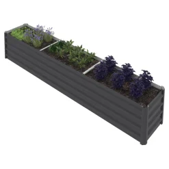 IDMarket Jardinière en métal rectangulaire avec lit surélevé de 240 x 40 x 45 cm* Carrés Potager