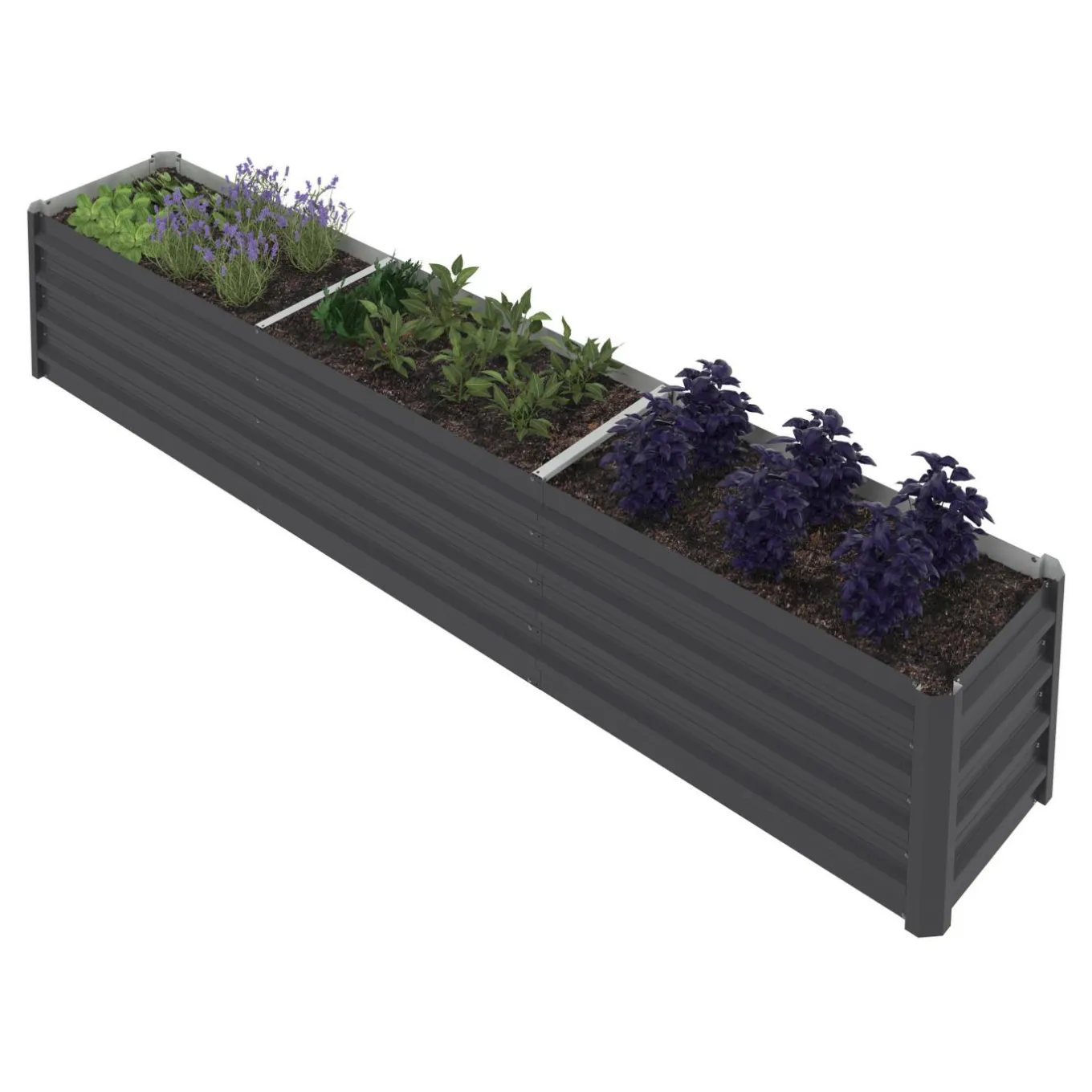 IDMarket Jardinière en métal rectangulaire avec lit surélevé de 240 x 40 x 45 cm* Carrés Potager