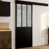IDMarket Kit porte coulissante verrière 83 cm en verre trempé givré, métal avec rail et fixations* Produits D’Aménagement Intérieur|Décoration Et Accessoires