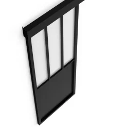 IDMarket Kit porte coulissante verrière 83 cm en verre trempé givré, métal avec rail et fixations* Produits D’Aménagement Intérieur|Décoration Et Accessoires