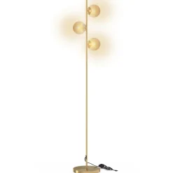 IDMarket Lampadaire sur pied en métal doré avec 3 abat-jours globe verre* Luminaires|Collection Télétravail