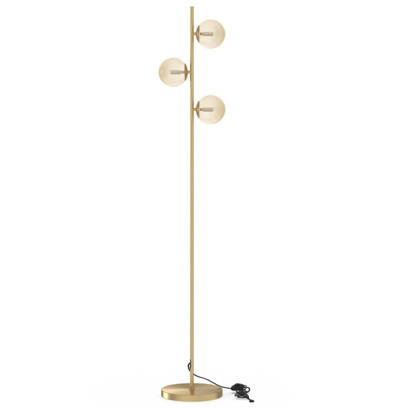 IDMarket Lampadaire sur pied en métal doré avec 3 abat-jours globe verre* Luminaires|Collection Télétravail