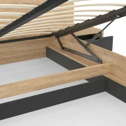 IDMarket Lit 2 places double coffre 140x190 cm avec sommier et tables de chevet* Meubles En Bois|Chambre Complète Adulte