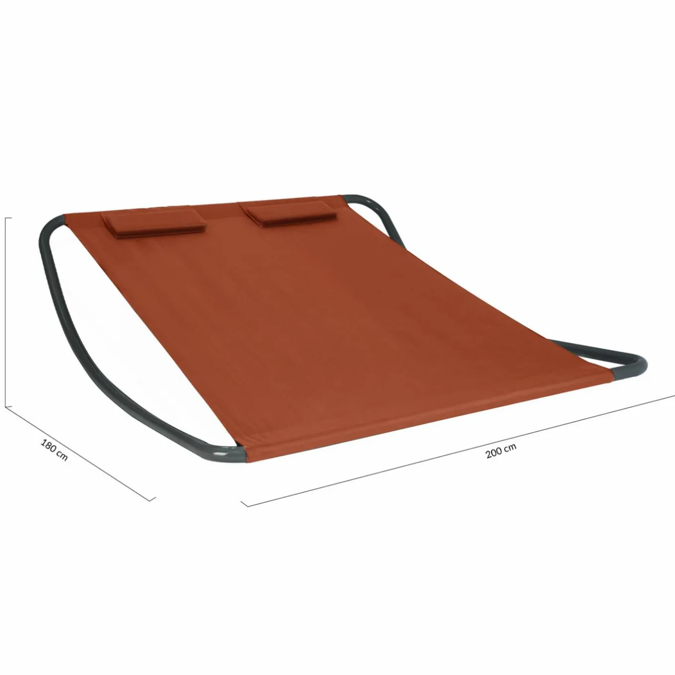 IDMarket Lit bain de soleil 2 places terracotta en toile* Bains De Soleil