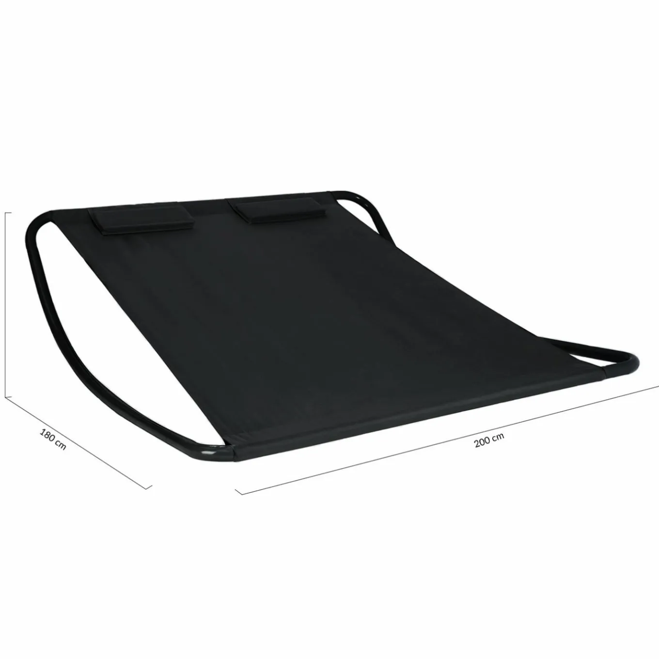 IDMarket Lit bain de soleil double en toile noire* Bains De Soleil