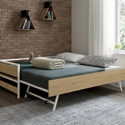 IDMarket Lit banquette convertible style industriel* Meubles Blancs|Meubles En Bois