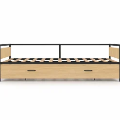 IDMarket Lit banquette convertible 2 places industriel* Meubles En Bois|Collection Industrielle