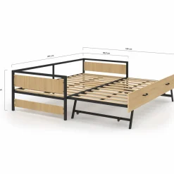 IDMarket Lit banquette convertible 2 places industriel* Meubles En Bois|Collection Industrielle