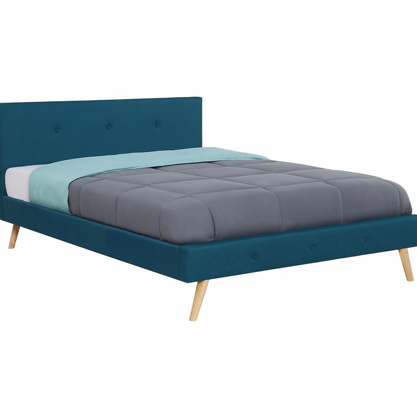IDMarket Lit bleu canard scandinave 140x190 cm* Collection Scandinave|Chambre Complète Adulte