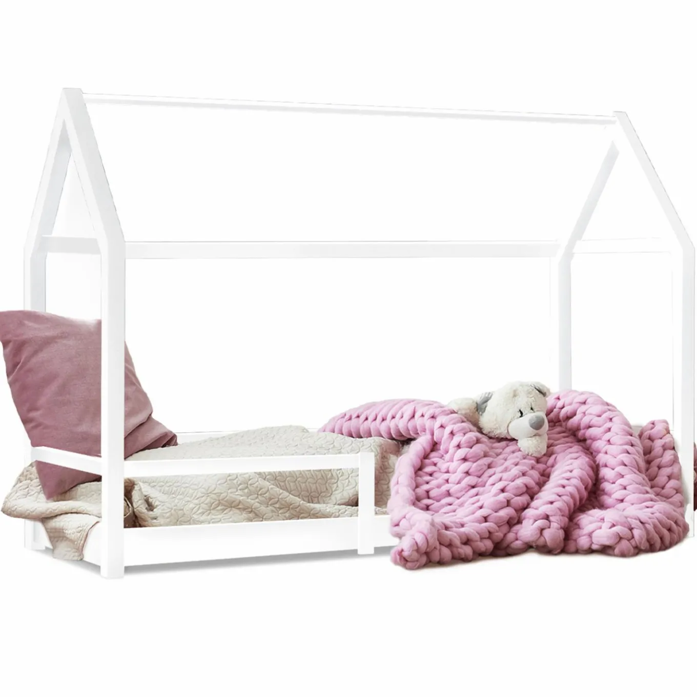IDMarket Lit cabane enfant blanc 90 x 190 cm style scandinave*Enfant Meubles Blancs|Collection Scandinave