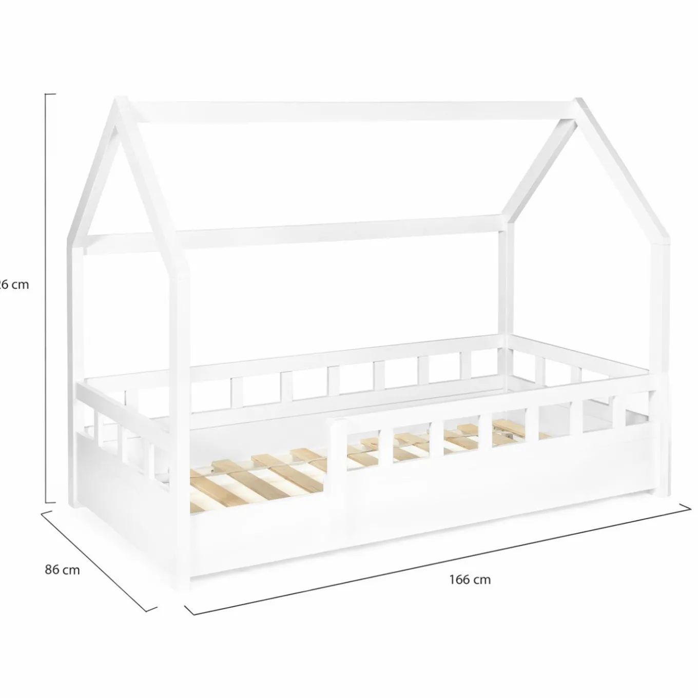 IDMarket Lit cabane enfant blanc 80 x 160 cm*Enfant Meubles Blancs|Collection Scandinave