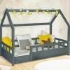 IDMarket Lit cabane gris*Enfant Collection Scandinave|Lits Enfant
