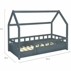 IDMarket Lit cabane gris*Enfant Collection Scandinave|Lits Enfant