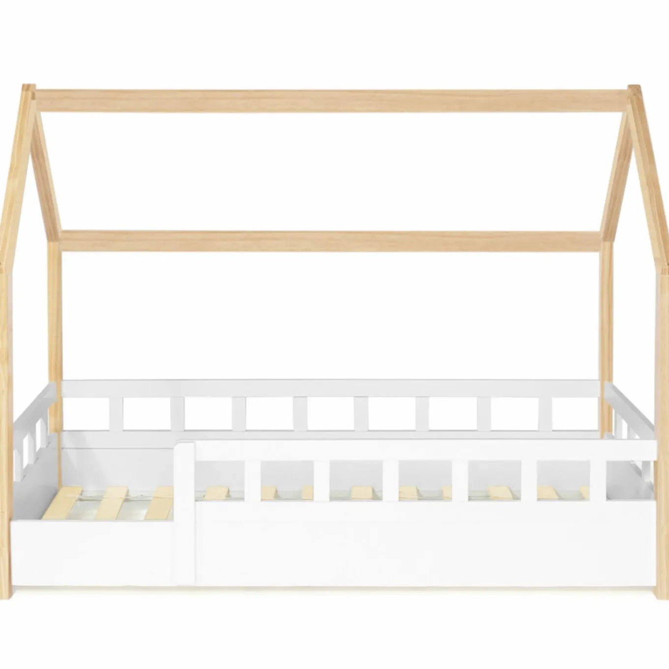 IDMarket Lit cabane pour enfant blanc et hêtre 80x160 cm*Enfant Meubles Blancs|Meubles En Bois