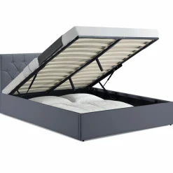 IDMarket Lit coffre avec tête de lit gris 160x200 cm* Collection Contemporaine|Chambre Complète Adulte