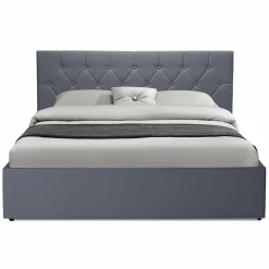 IDMarket Lit coffre avec tête de lit gris 160x200 cm* Collection Contemporaine|Chambre Complète Adulte