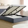IDMarket Lit coffre avec tête de lit gris 140x190 CM* Collection Contemporaine|Chambre Complète Adulte