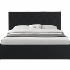 IDMarket Lit coffre avec tête de lit noir 140x190 cm* Collection Contemporaine|Chambre Complète Adulte