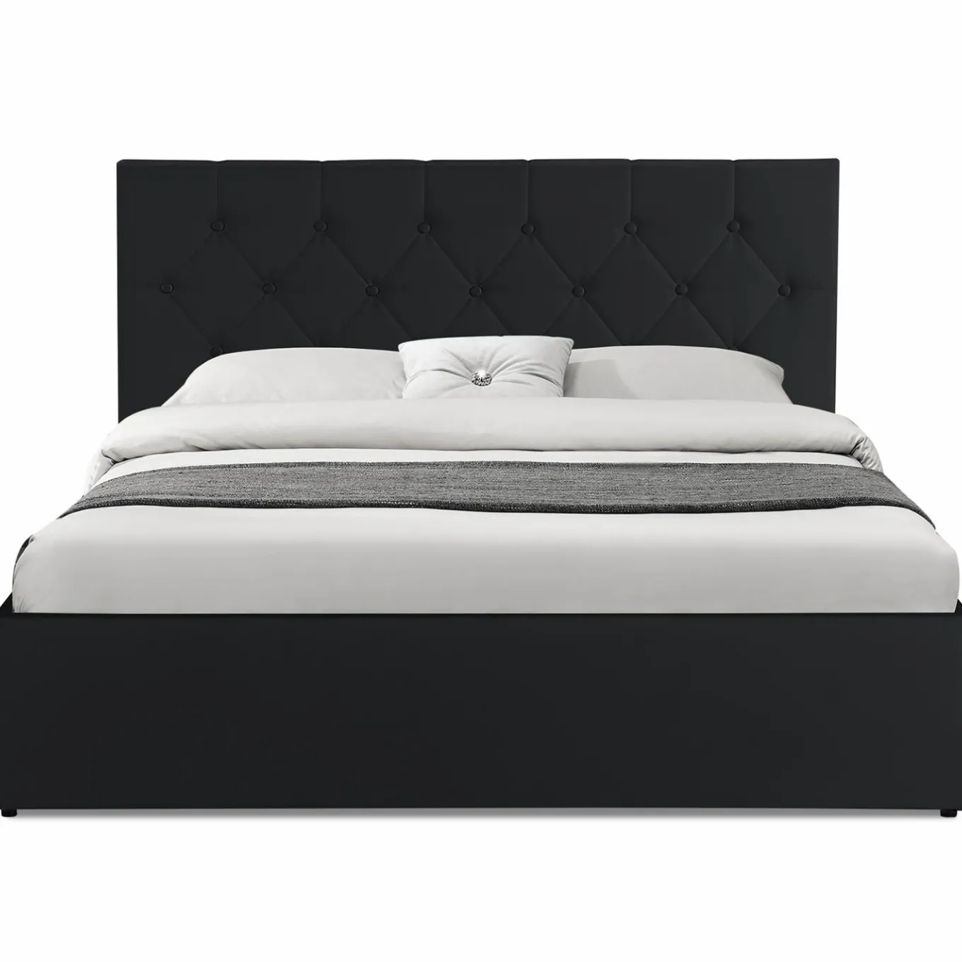 IDMarket Lit coffre avec tête de lit noir 140x190 cm* Collection Contemporaine|Chambre Complète Adulte