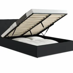 IDMarket Lit coffre avec tête de lit noir 160x200 cm* Collection Contemporaine|Chambre Complète Adulte