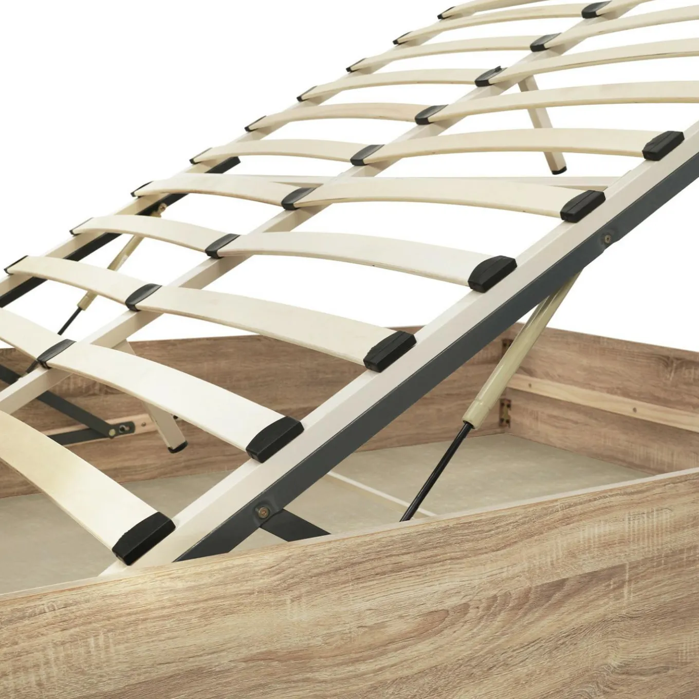 IDMarket Lit coffre deux personnes façon hêtre 160 x 200 cm* Collection Contemporaine|Chambre Complète Adulte