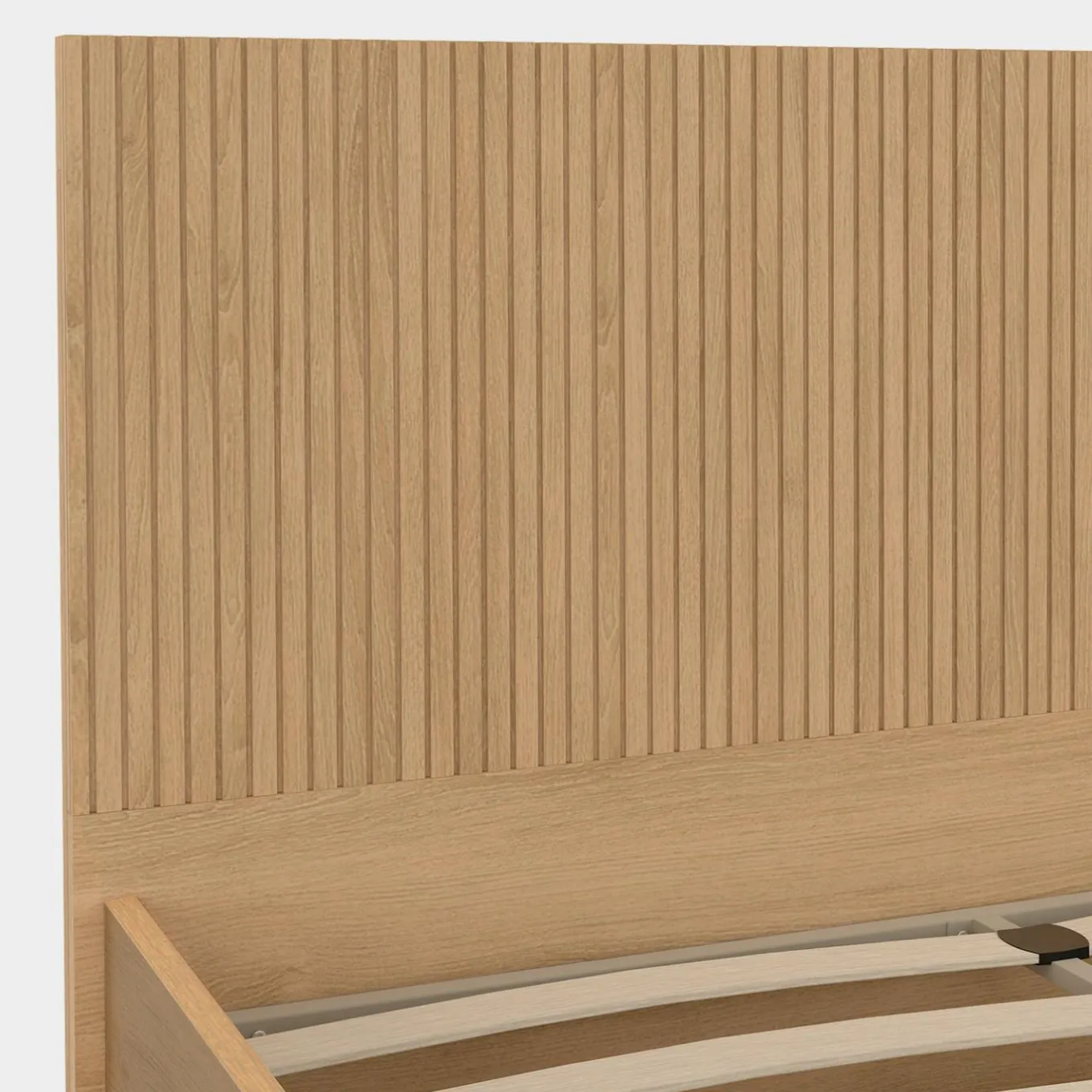 IDMarket Lit coffre double 140 x 190 cm avec tête de lit et sommier effet lattes et bois* Collection Contemporaine|Lits Avec Sommier