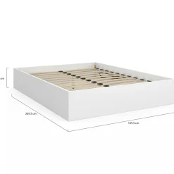 IDMarket Lit coffre double avec sommier 160 x 200 cm blanc* Lits Avec Sommier|Chambre Complète Adulte