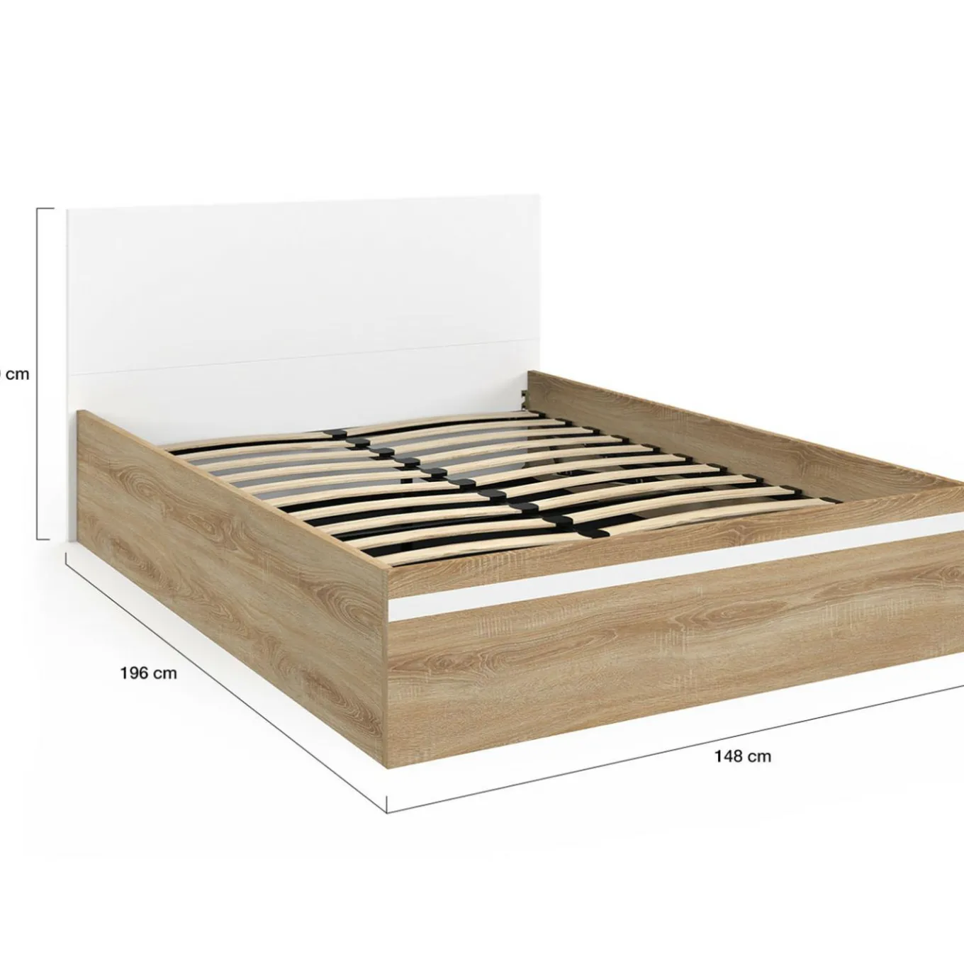 IDMarket Lit coffre double avec tête de lit et sommier* Collection Contemporaine|Chambre Complète Adulte