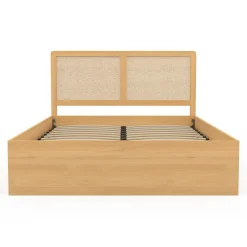 IDMarket Lit coffre double avec tête de lit cannage* Collection Cannage|Lits Avec Sommier