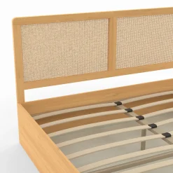 IDMarket Lit coffre double avec tête de lit cannage* Collection Cannage|Lits Avec Sommier