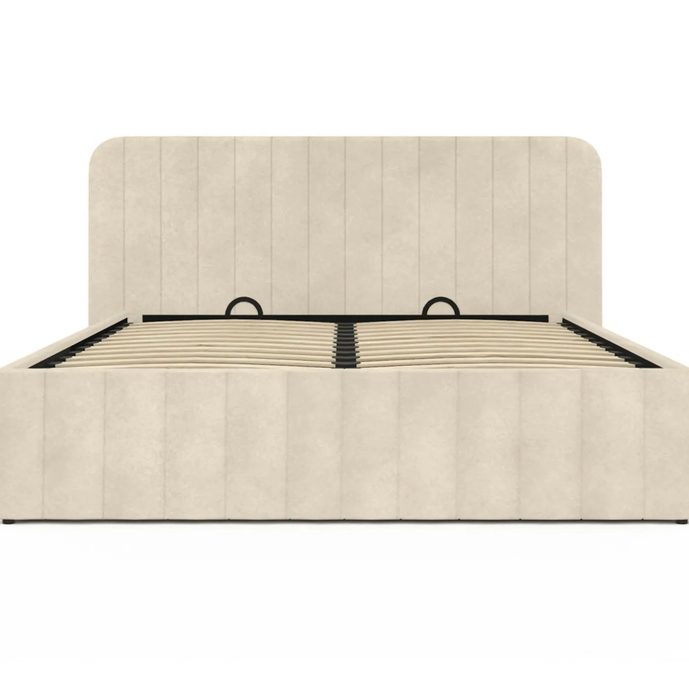IDMarket Lit coffre double avec tête de lit en velours beige 160x200 cm* Lits Avec Sommier|Chambre Complète Adulte