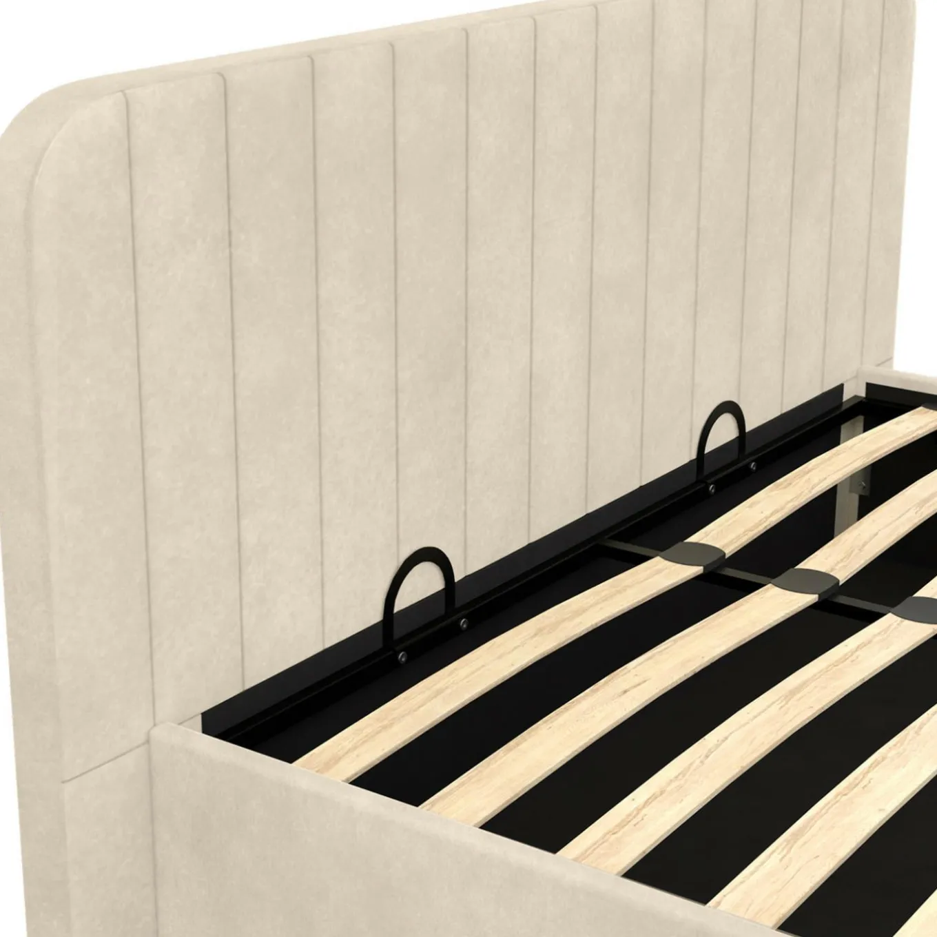 IDMarket Lit coffre double avec tête de lit en velours beige 160x200 cm* Lits Avec Sommier|Chambre Complète Adulte