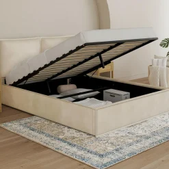 IDMarket Lit coffre double beige 140 x 190* Collection Design|Collection Contemporaine