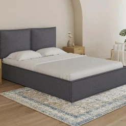 IDMarket Lit coffre double gris 140 x 190* Collection Design|Collection Contemporaine