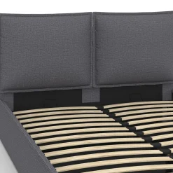 IDMarket Lit coffre double gris 140 x 190* Collection Design|Collection Contemporaine