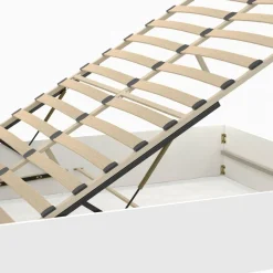 IDMarket Lit coffre double 140x190 cm coloris blanc* Lits Avec Sommier