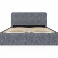 IDMarket Lit coffre 140x190 cm gris anthracite* Chambre Complète Adulte|Lits Avec Sommier