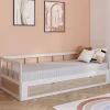 IDMarket Lit convertible 180 x 190 cm blanc et hêtre* Meubles Tiroirs|Lits Avec Sommier
