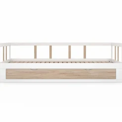 IDMarket Lit convertible 180 x 190 cm blanc et hêtre* Meubles Tiroirs|Lits Avec Sommier