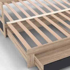 IDMarket Lit convertible 180 x 190 cm noir et hêtre* Meubles Tiroirs|Lits Avec Sommier