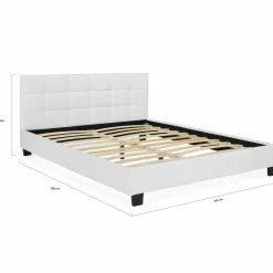 IDMarket Lit double avec sommier PVC blanc 160x200cm* Collection Contemporaine|Chambre Complète Adulte