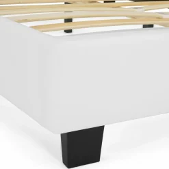 IDMarket Lit double blanc 140x190 cm avec sommier* Collection Contemporaine|Chambre Complète Adulte