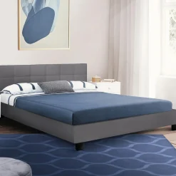 IDMarket Lit double gris anthracite 140x190 cm avec tête de lit* Collection Contemporaine|Chambre Complète Adulte