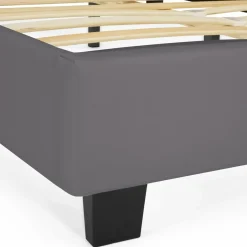 IDMarket Lit double gris anthracite 140x190 cm avec tête de lit* Collection Contemporaine|Chambre Complète Adulte