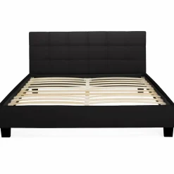 IDMarket Lit double noir 140x190cm avec tête de lit* Collection Contemporaine|Chambre Complète Adulte