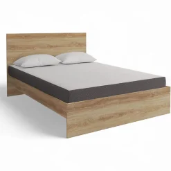 IDMarket Lit double 140x190 avec sommier hêtre + matelas à mémoire de forme* Lits Avec Sommier