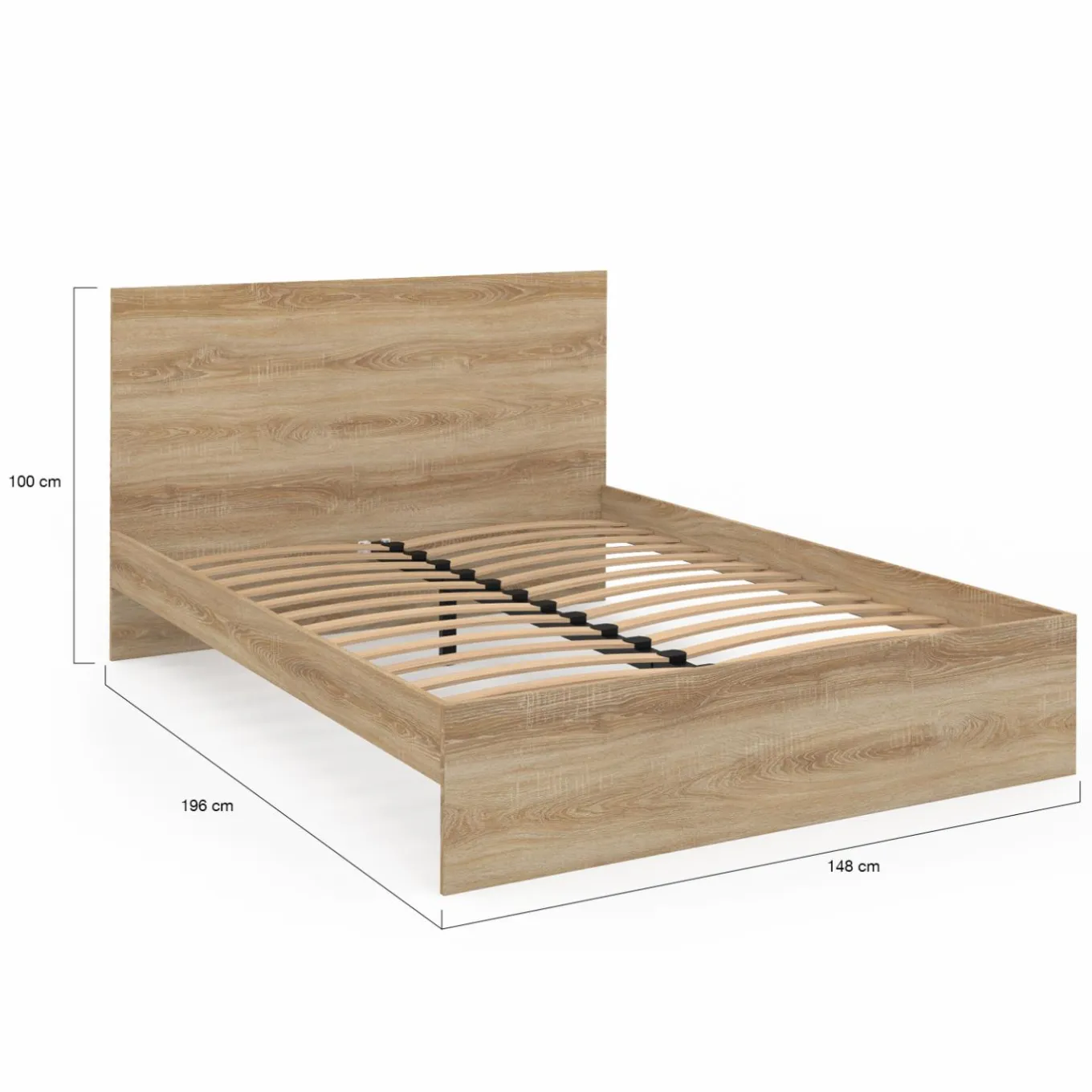 IDMarket Lit double 140x190 avec sommier hêtre + matelas à mémoire de forme* Lits Avec Sommier