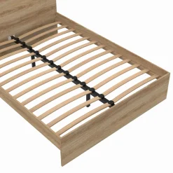 IDMarket Lit double 140x190 avec sommier hêtre + matelas à mémoire de forme* Lits Avec Sommier