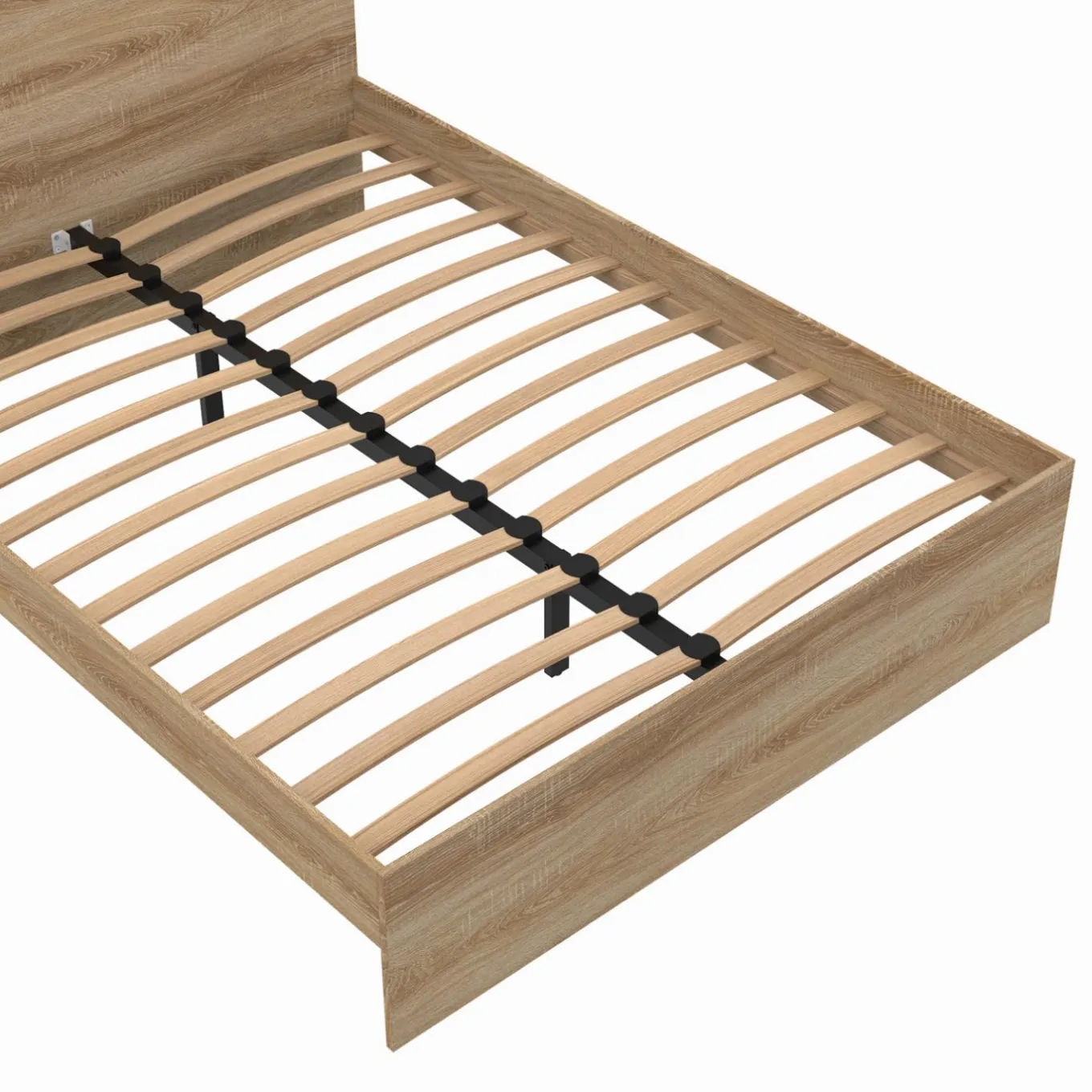 IDMarket Lit double 140x190 avec sommier hêtre + matelas à mémoire de forme* Lits Avec Sommier